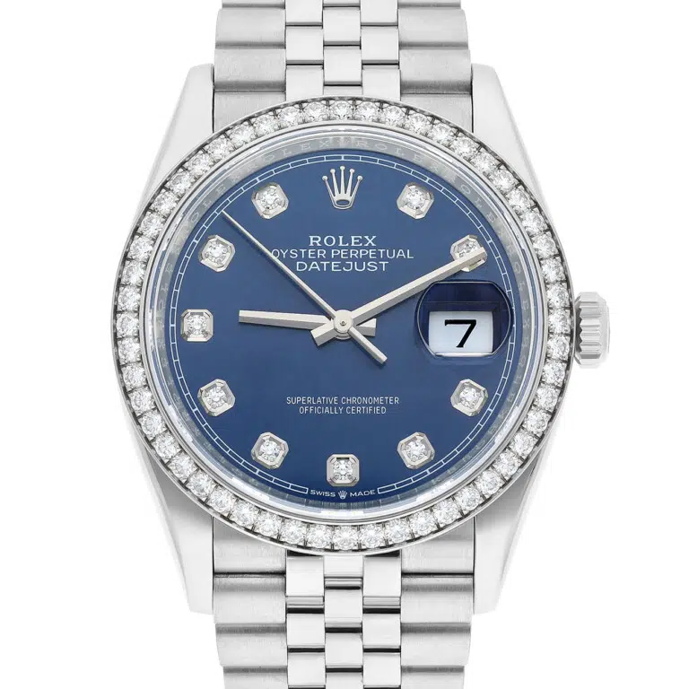 Rolex Datejust 126284rbr-0029 Bright Blue Diamond Dial 36 MM Diamond bezel Jubilee Bracelet StainlessSteel Watch – image 2