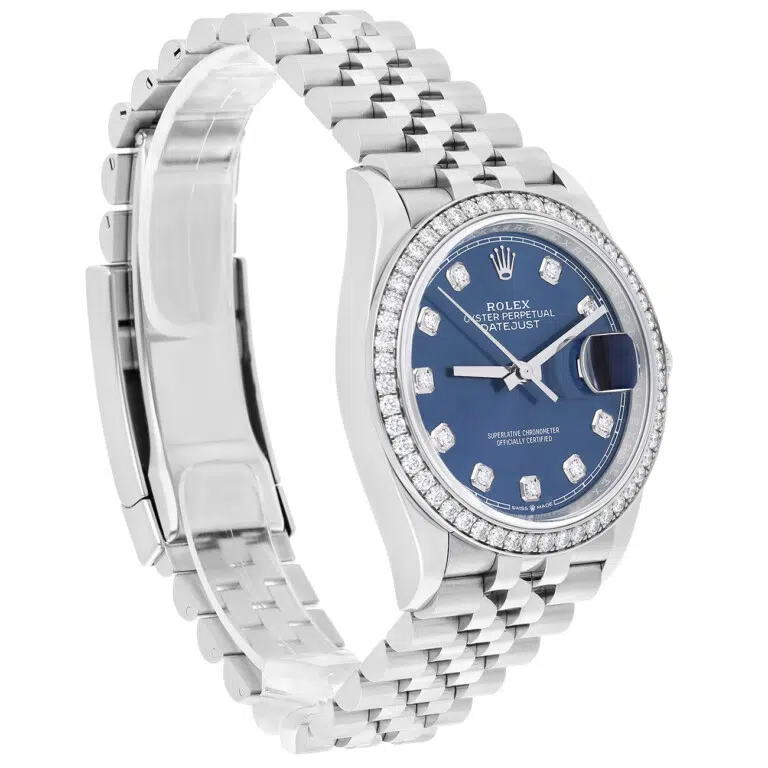 Rolex Datejust 126284rbr-0029 Bright Blue Diamond Dial 36 MM Diamond bezel Jubilee Bracelet StainlessSteel Watch – image 3