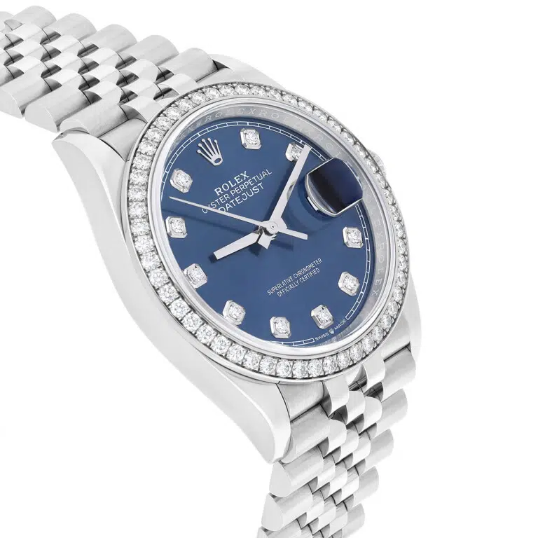Rolex Datejust 126284rbr-0029 Bright Blue Diamond Dial 36 MM Diamond bezel Jubilee Bracelet StainlessSteel Watch – image 4