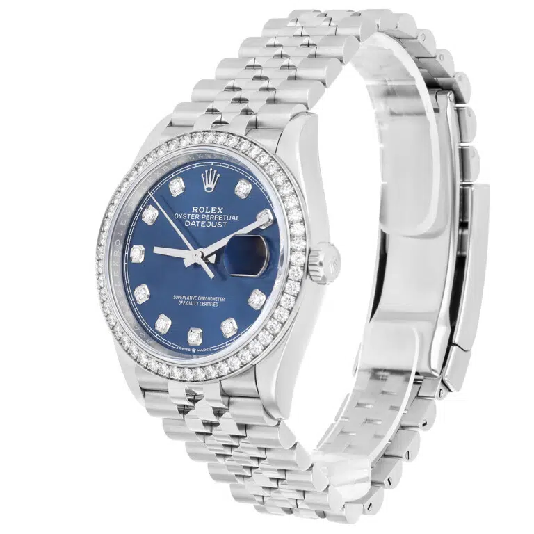 Rolex Datejust 126284rbr-0029 Bright Blue Diamond Dial 36 MM Diamond bezel Jubilee Bracelet StainlessSteel Watch – image 5