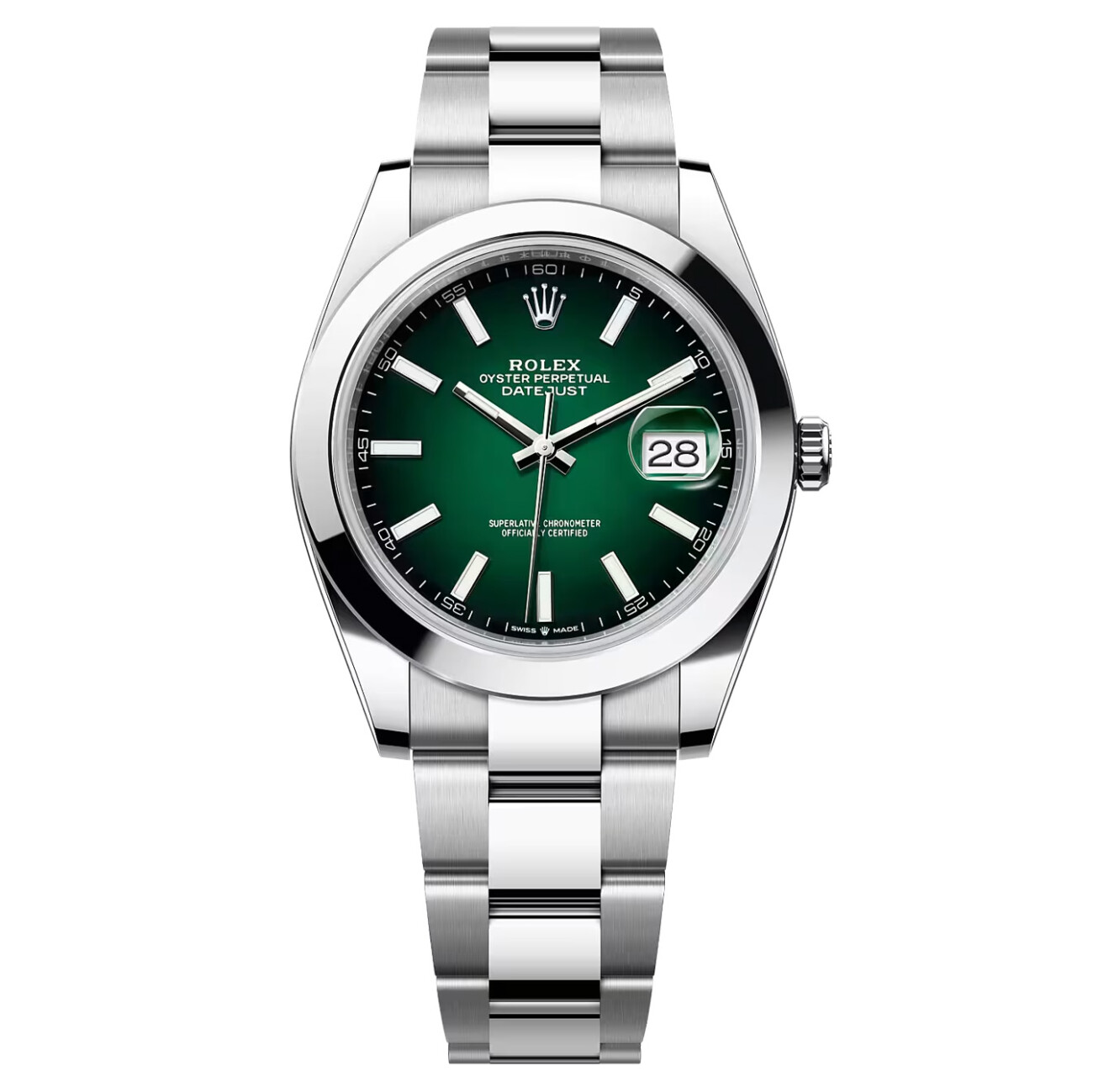 Rolex Datejust 126300-0025 Green Ombre Dial Oyster Stainless Steel Watch