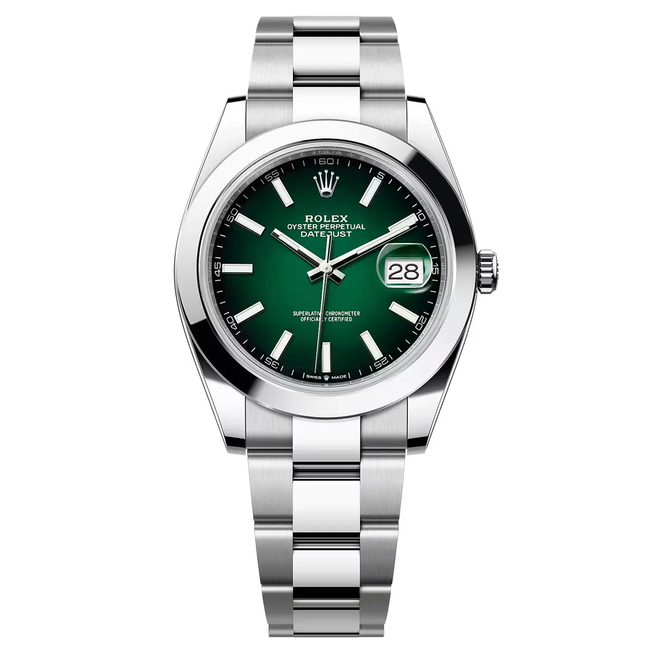Rolex Datejust 126300-0025 Green Ombre Dial Oyster Stainless Steel Watch