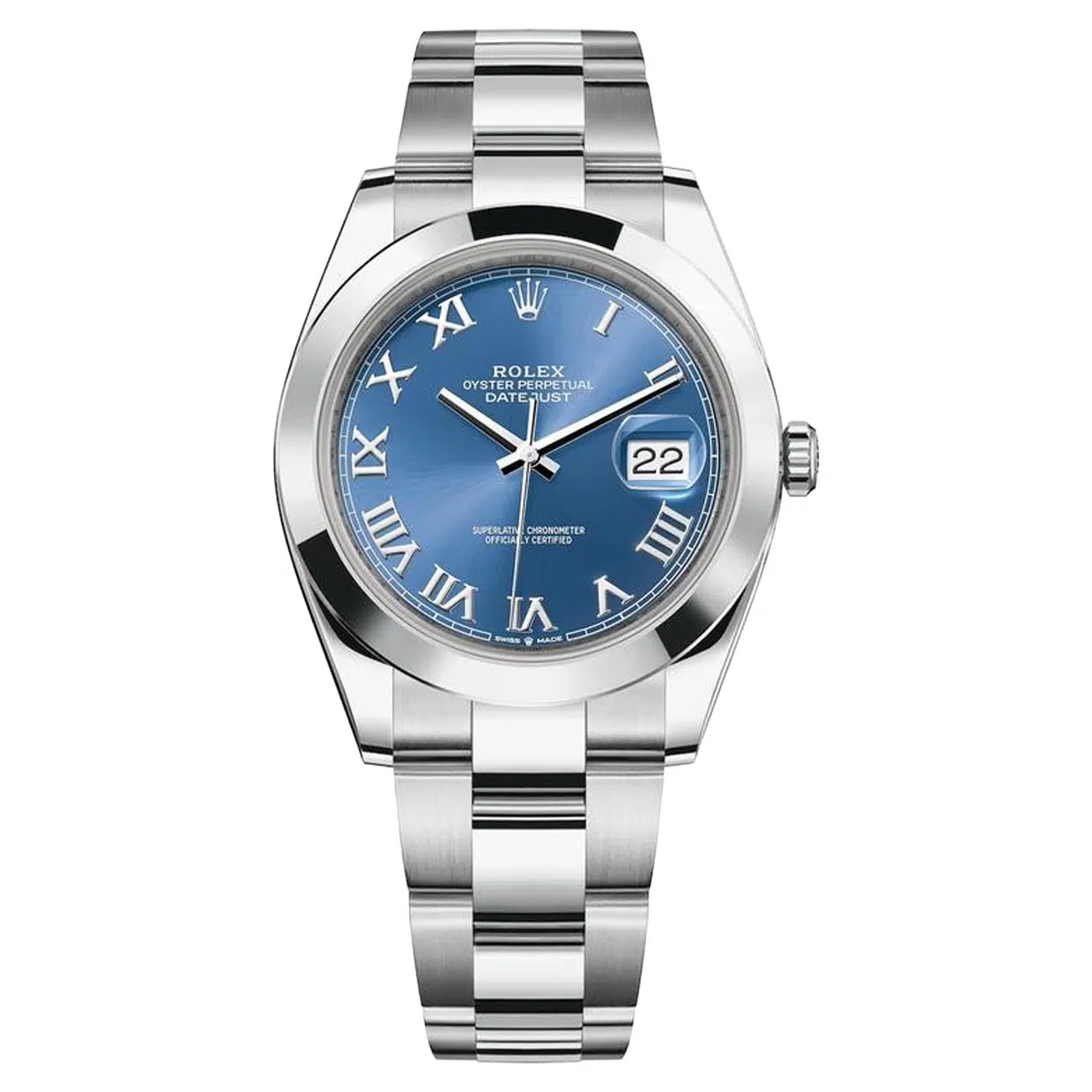 Rolex Datejust 41mm 126300 Blue Roman Dial Oyster Stainless Steel Watch