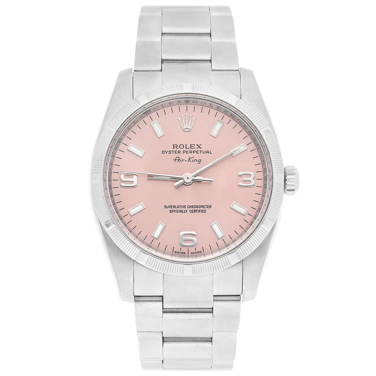 Rolex AirKing 114210 Salmon 3-6-9 Dial 34mm Stainless Steel Oyster Bracelet