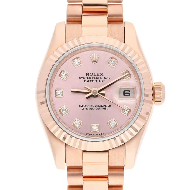 Rolex Datejust 26mm 178275F Fluted Bezel Pink Rose Gold Watch – image 2