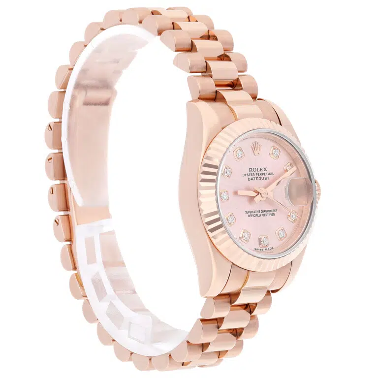 Rolex Datejust 26mm 178275F Fluted Bezel Pink Rose Gold Watch – image 6