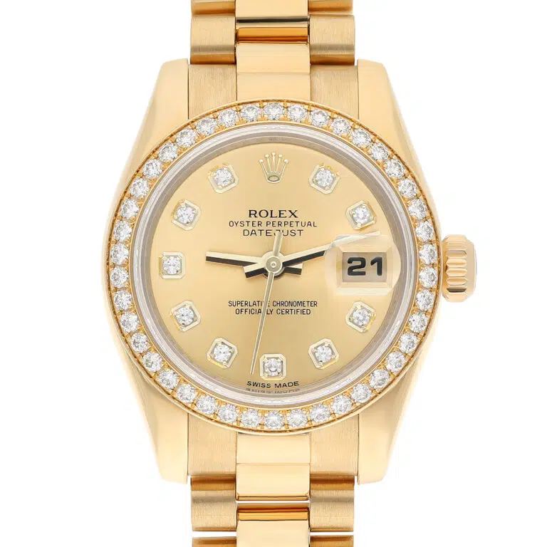 Rolex Datejust 28mm 179138 Champagne Diamond Dial Diamond Bezel Yellow Gold Watch – image 2