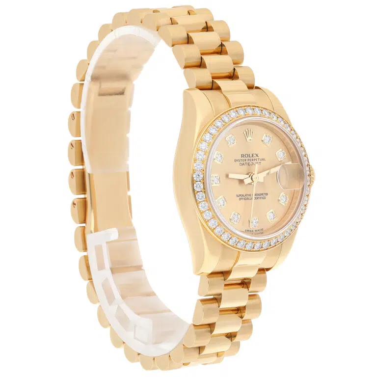 Rolex Datejust 28mm 179138 Champagne Diamond Dial Diamond Bezel Yellow Gold Watch – image 6