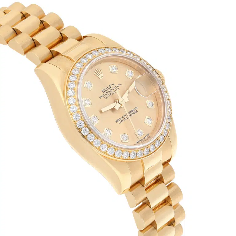 Rolex Datejust 28mm 179138 Champagne Diamond Dial Diamond Bezel Yellow Gold Watch – image 5