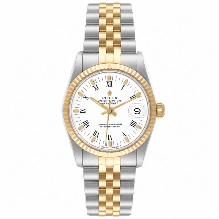 Rolex Datejust 68273 31mm White Roman Dial Jubilee Bracelet Gold and Stainless Steel Watch