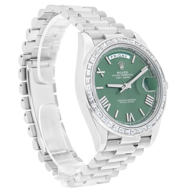 Rolex Day-Date 228396TBR-0020 Roman Olive green Dial 40 MM Platinum Watch – image 6