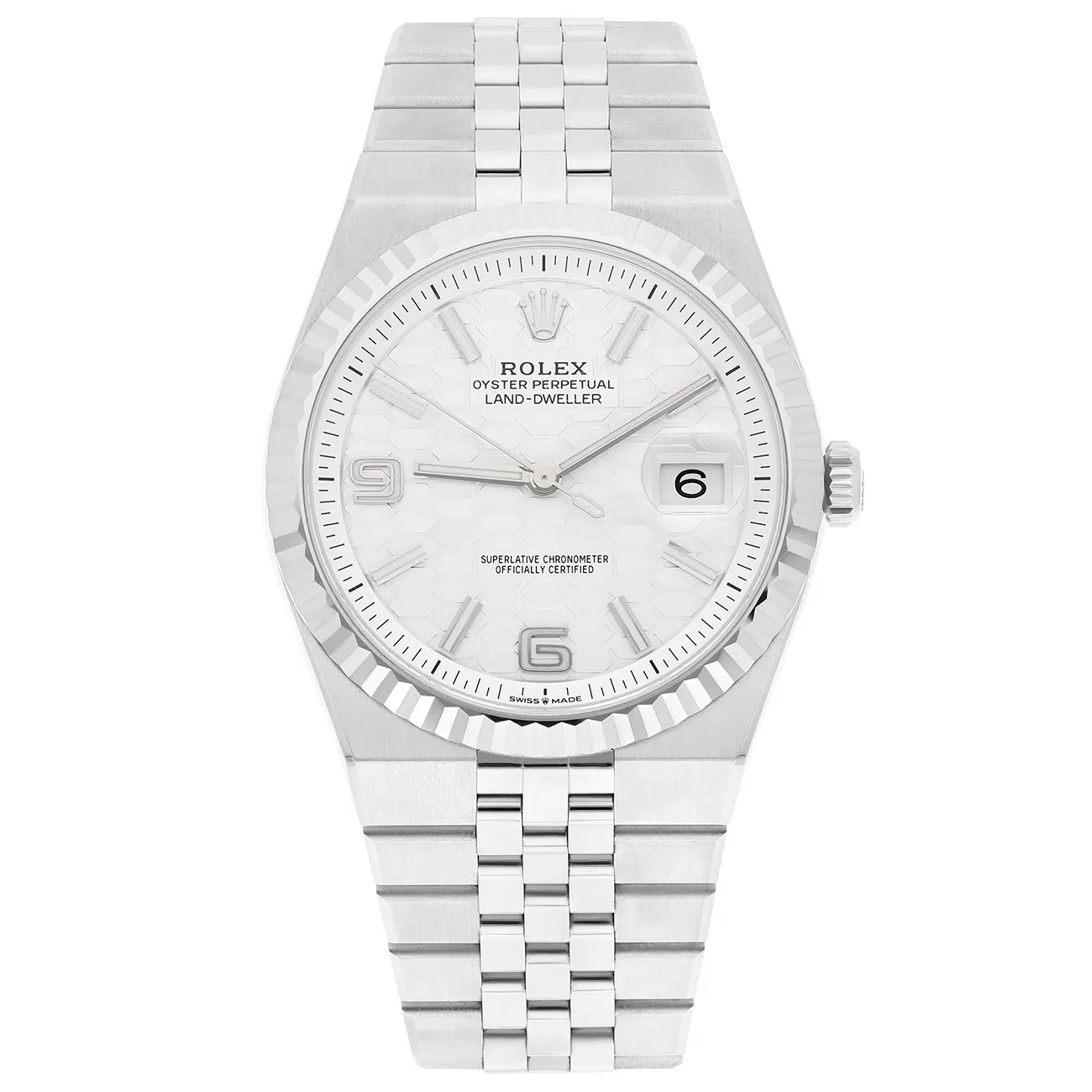 Rolex Land-Dweller 127334-0001 White Dial Flat Jubilee Bracelet Watch
