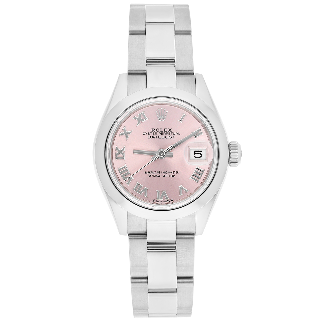 Rolex Lady-Datejust 28 279160-0014 Domed Bezel Pink Roman Dial Oyster Bracelet Steel Watch