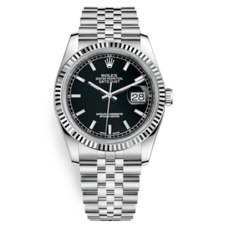 Rolex Datejust 36mm 116234-0085 Black Index Dial Jubilee Stainless Steel Watch