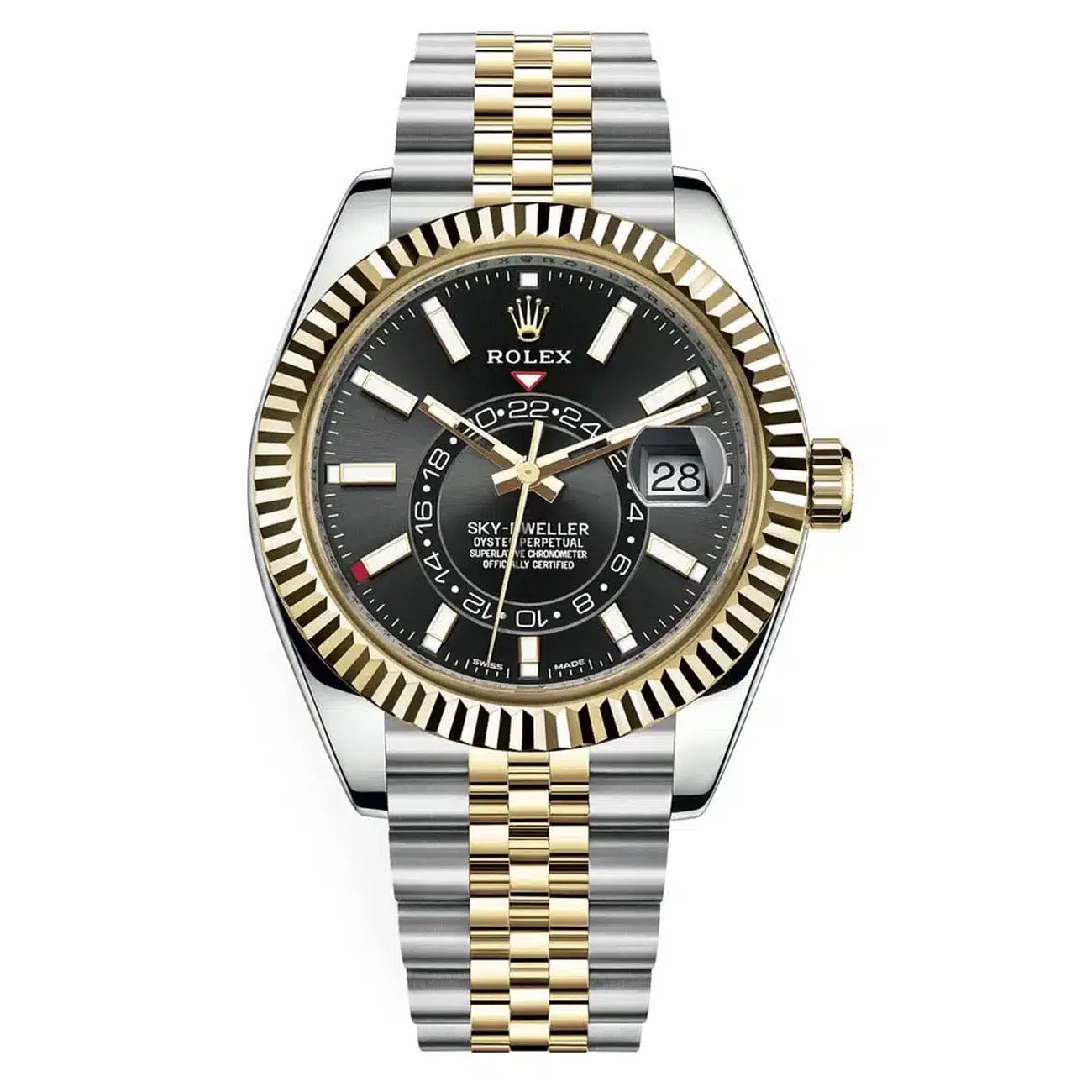 Rolex Sky-Dweller 326933-0005 Stainless Steel Yellow Gold With Black Cream Dial Watch