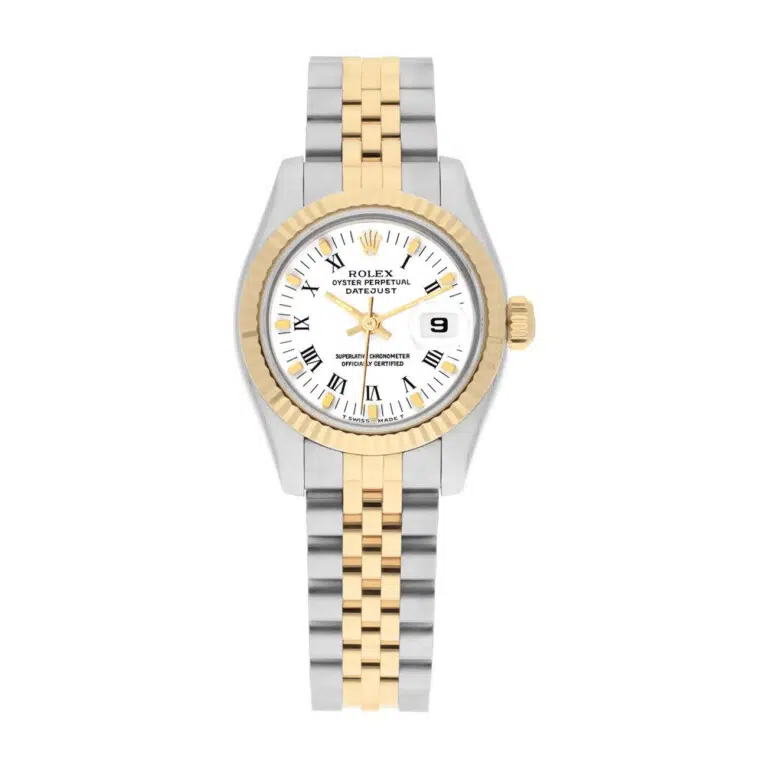 Rolex Datejust 26mm 69173 White Roman Dial Jubilee Band Two Tone Ladies Watch 1987