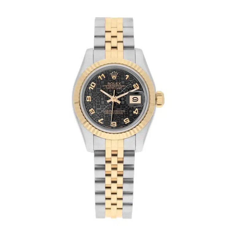 Rolex Datejust 26mm 69173 Black Jubilee Dial Jubilee Band Two Tone Ladies Watch 1986