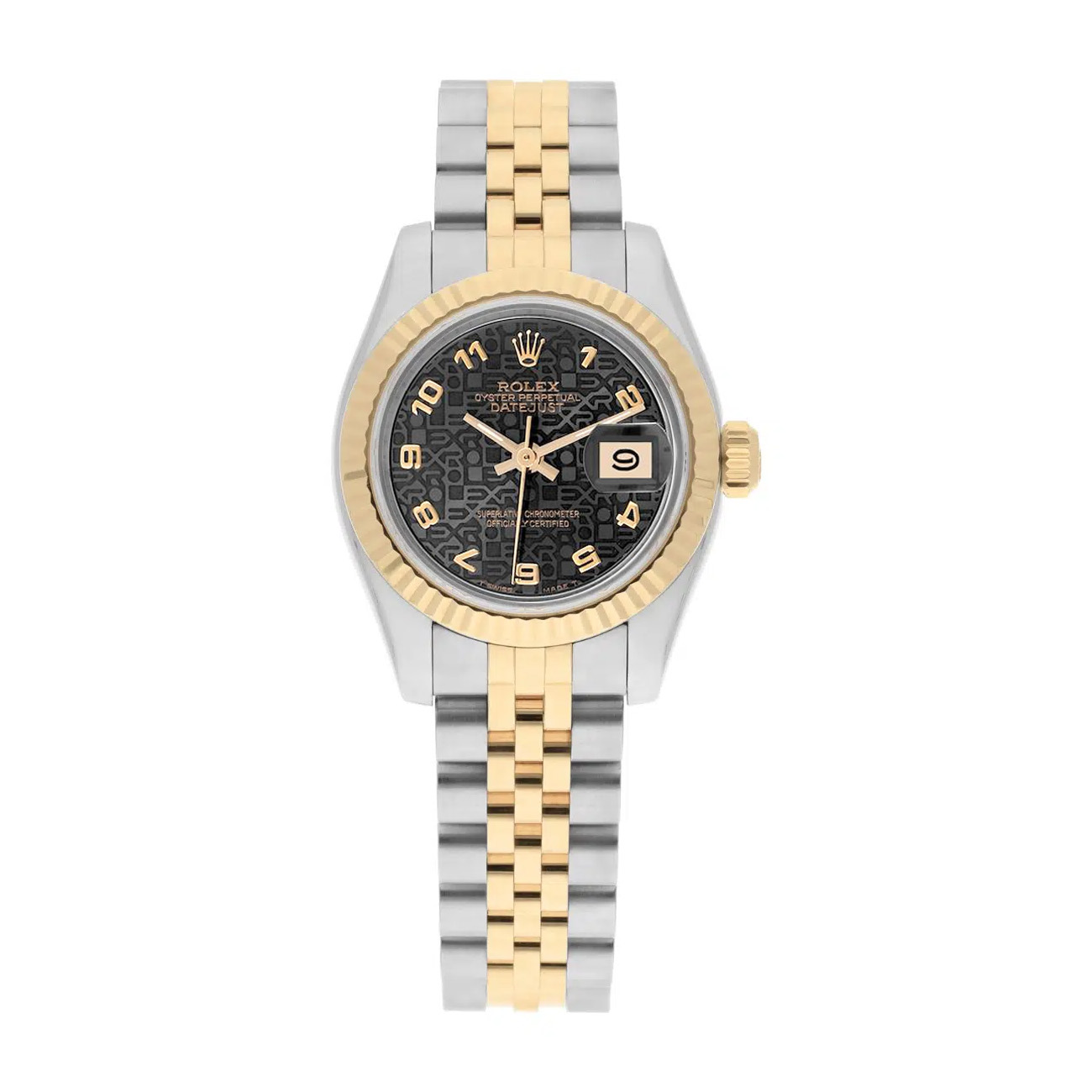 Rolex Datejust 26mm 69173 Black Jubilee Dial Jubilee Band Two Tone Ladies Watch 1986