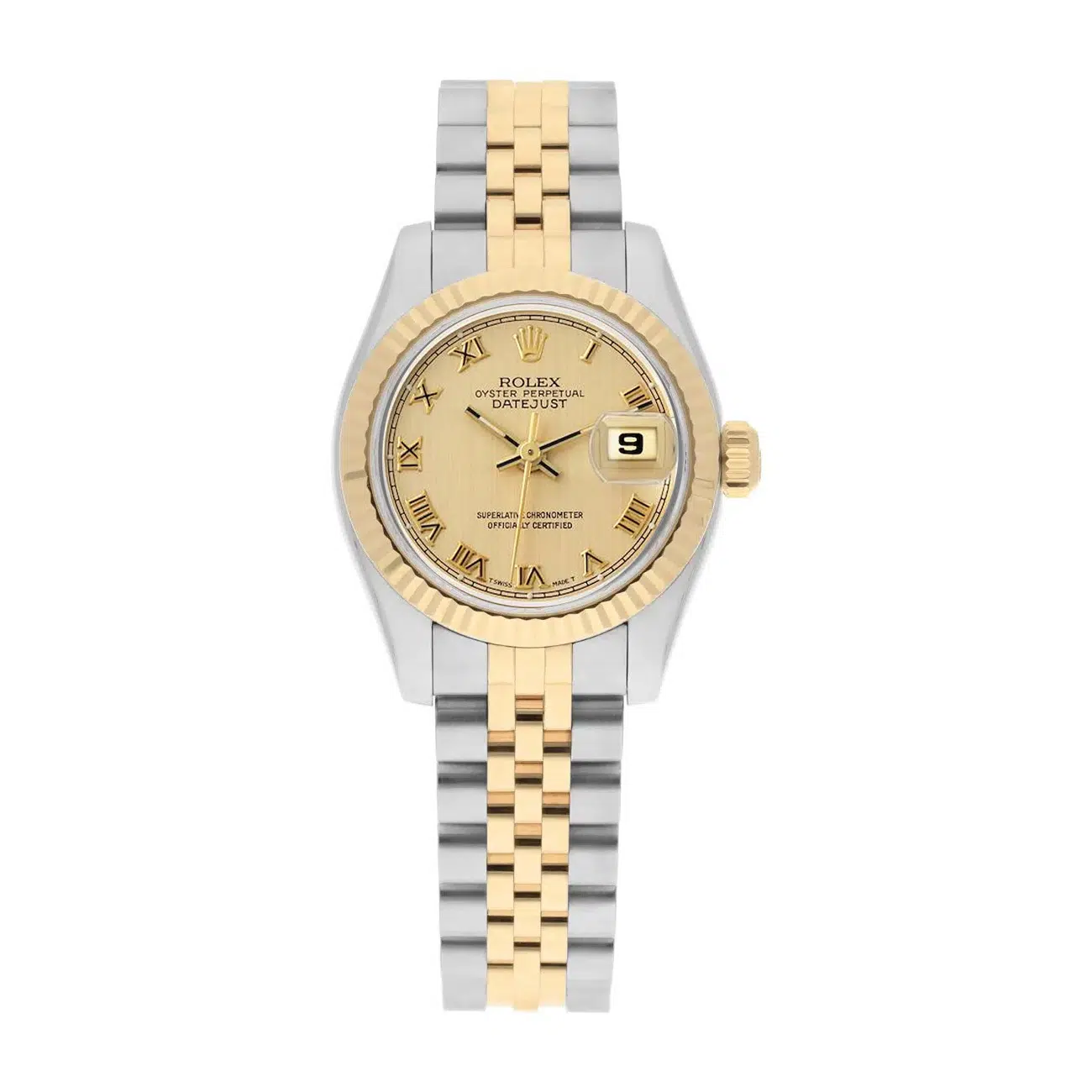 Rolex Datejust 26mm 69173 Champagne Roman Dial Jubilee Band Two Tone Ladies Watch 1991