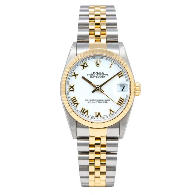 Rolex Datejust 78273 White Roman Dial 31mm Jubilee Bracelet Gold Stainless Steel Watch