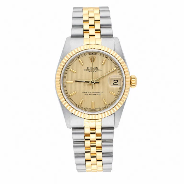Rolex Datejust 68273 31mm Champagne Tapestry Dial Jubilee Bracelet Gold and Stainless Steel Watch - 1986