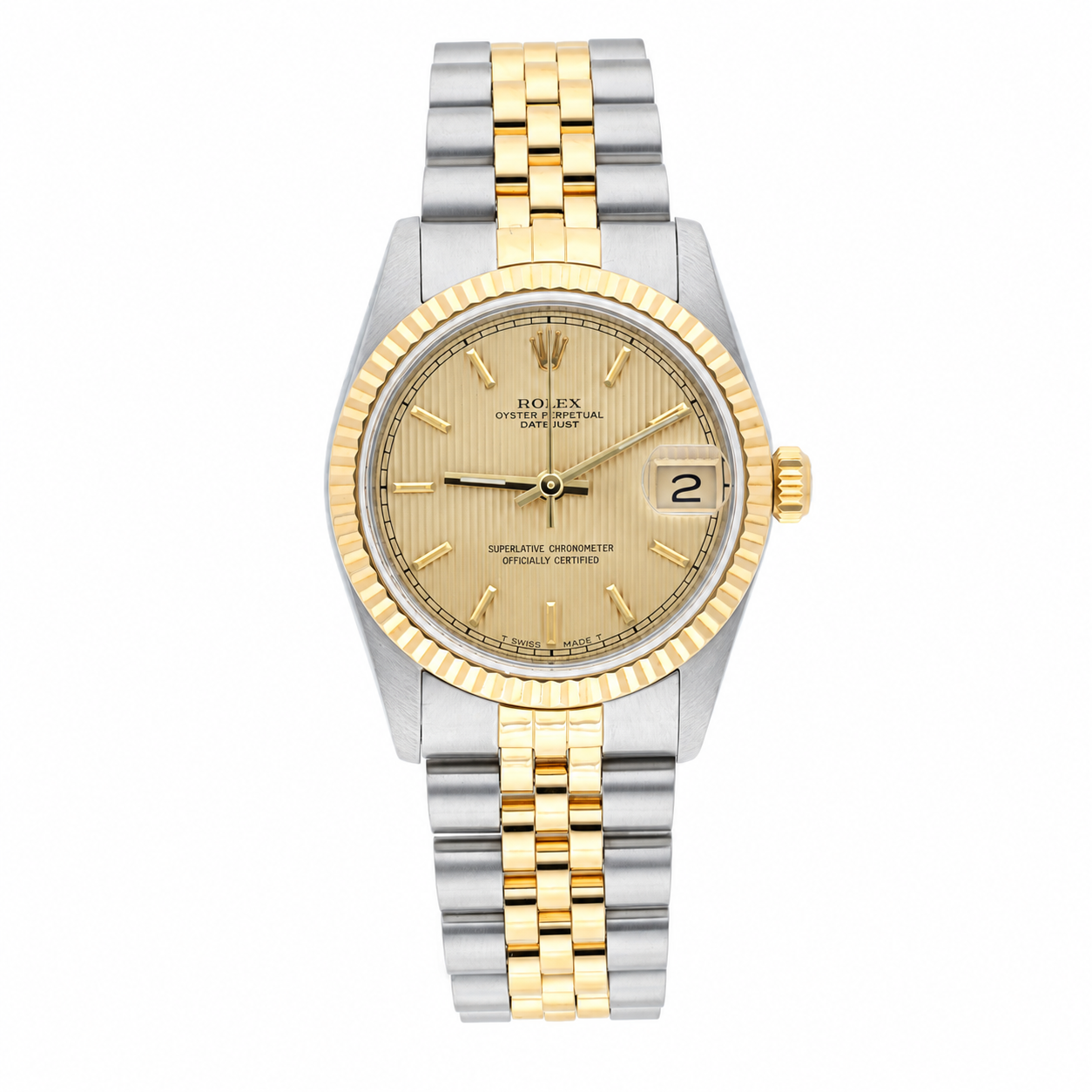 Rolex Datejust 68273 31mm Champagne Tapestry Dial Jubilee Bracelet Gold and Stainless Steel Watch - 1986
