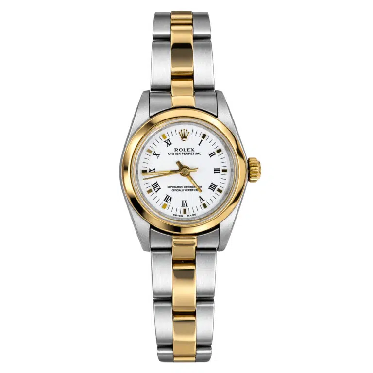 Rolex Oyster Perpetual 26mm 76183 White Roman Dial Oyster Bracelet Stainless Steel and Yellow Gold