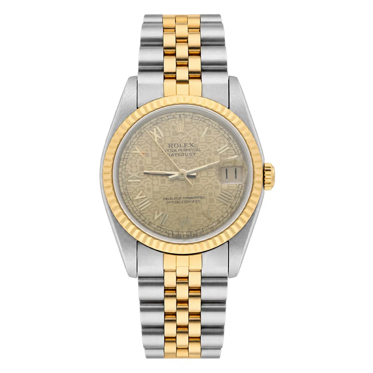 Rolex Datejust 68273 31mm Champagne Roman Dial Jubilee Bracelet Gold and Stainless Steel Watch - 1991