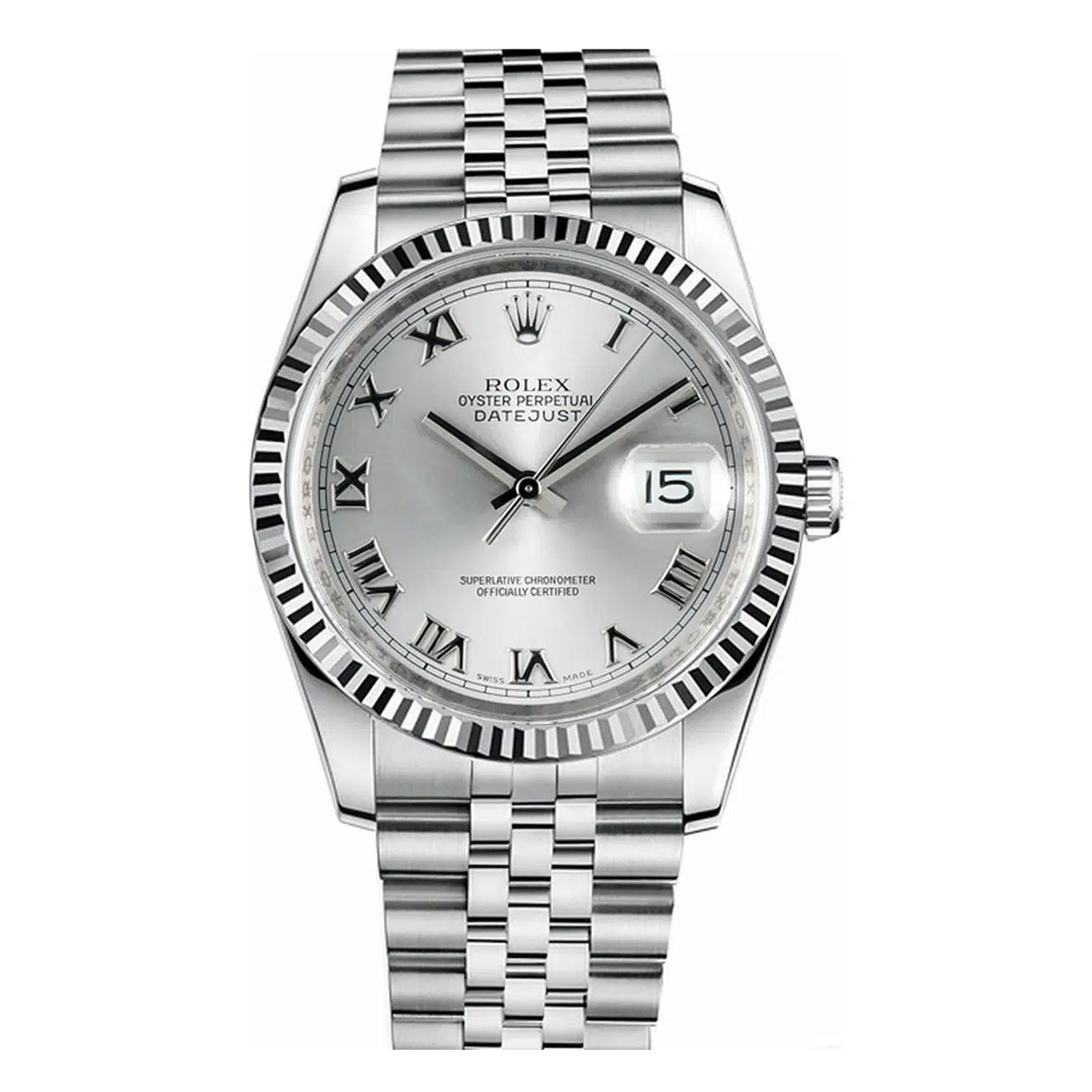 Rolex Datejust 36mm 116234 Silver Roman Dial Jubilee Stainless Steel Watch