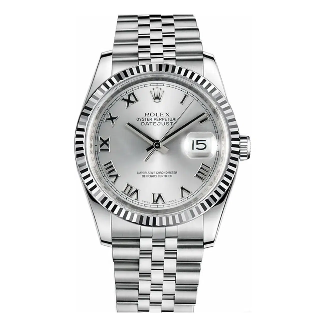 Rolex Datejust 36mm 116234 Silver Roman Dial Jubilee Stainless Steel Watch