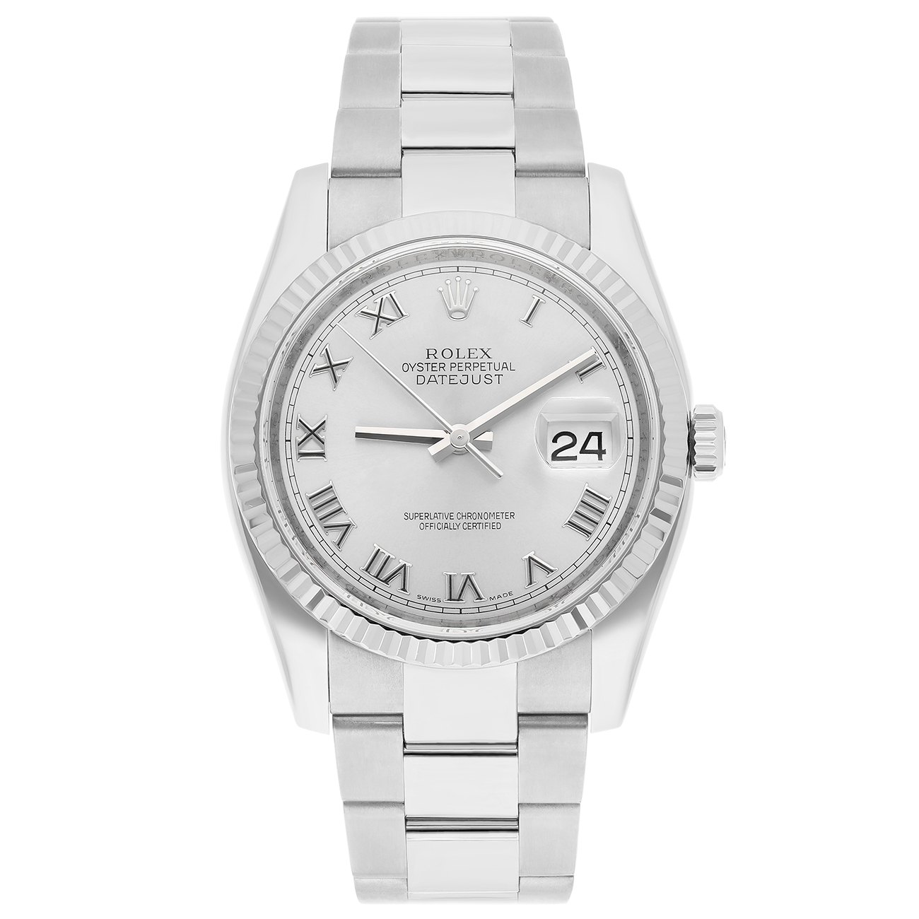 Rolex Datejust 36mm 116234 Silver Roman Dial Oyster Stainless Steel Watch