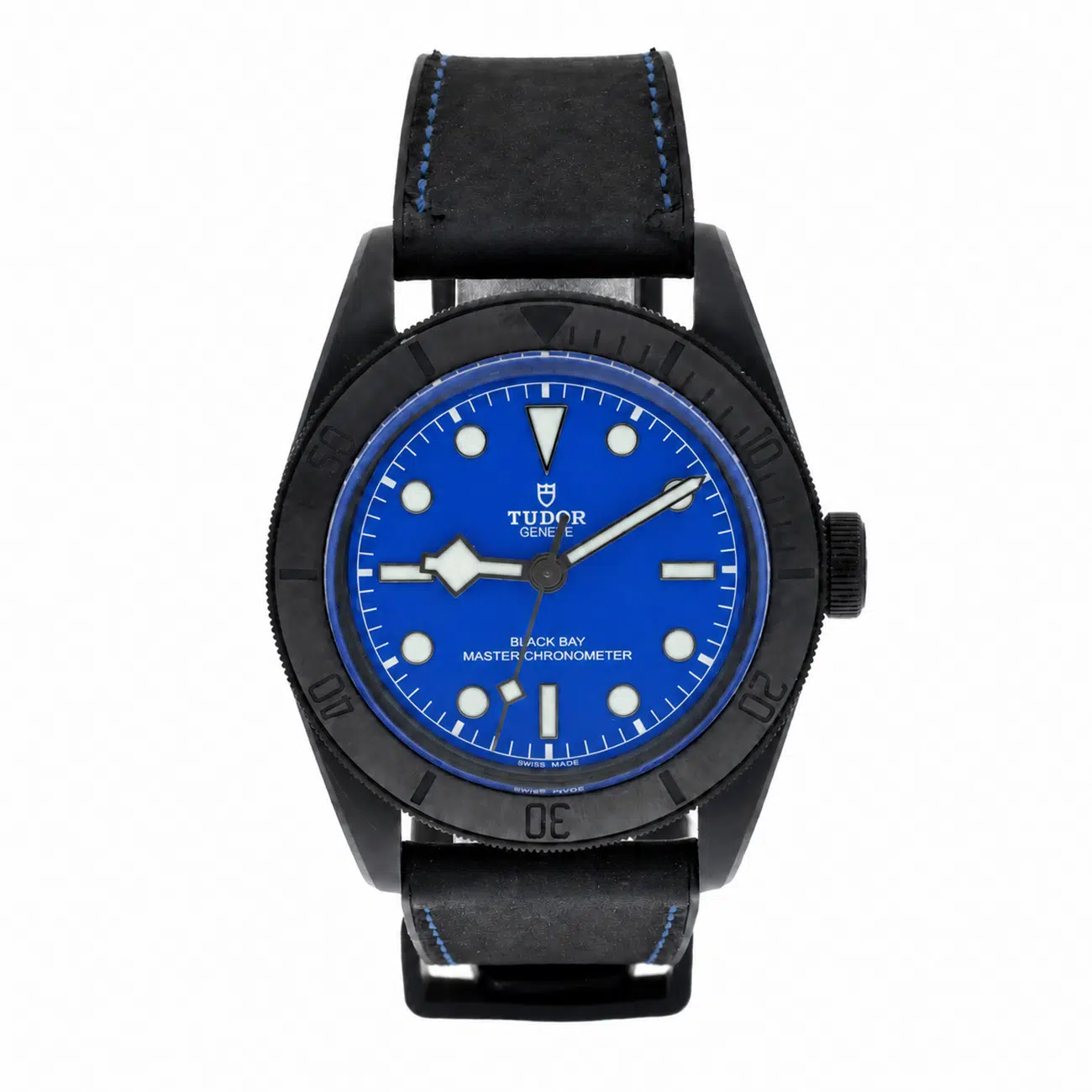 Tudor Black Bay 79210 Blue Dial Ceramic Leather Strap Watch