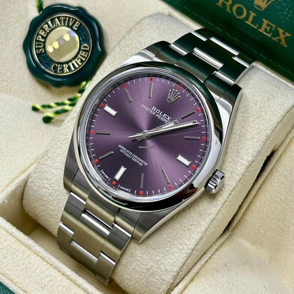 rolex oyster perpetual watch with purple dial