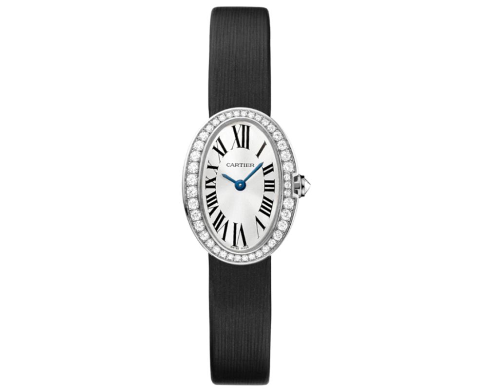 Cartier Baignoire WB520027 White Gold with Black Satin 25mm Watch With Silver Dial Cartier Baignoire WB520027 White Gold with Black Satin 25mm Watch With Silver Dial