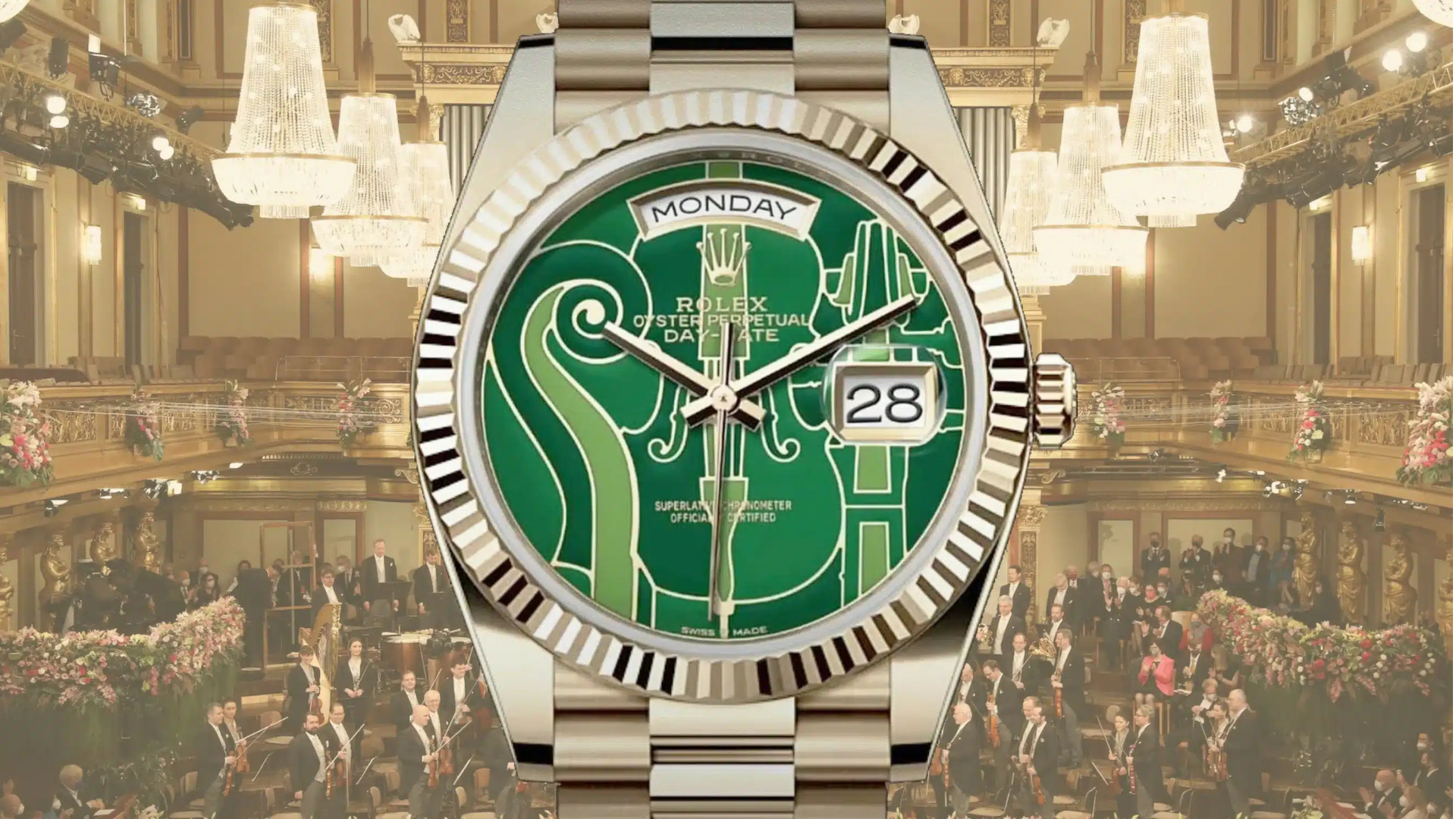 Rolex Day-Date 36 Gold President 128238 on a Ball Background Rolex Day-Date 36 Gold President 128238
