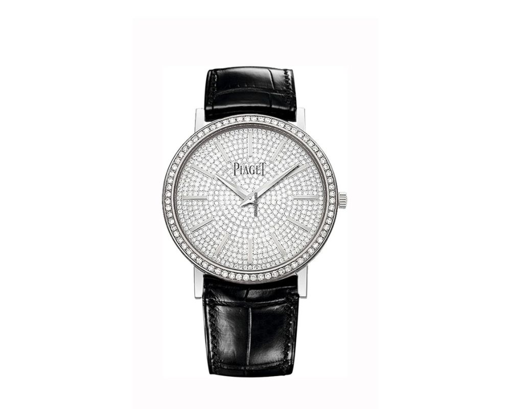 Piaget Altiplano 34mm G0A36128 White Gold with Black Crocodile Leather Watch pave Diamond Dial Piaget Altiplano 34mm G0A36128 White Gold with Black Crocodile Leather Watch pave Diamond Dial