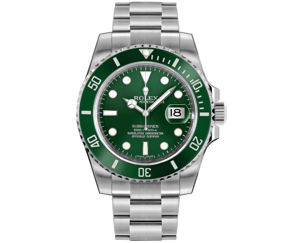 Rolex 116610LV Submariner Oyster Bracelet Green Dial Stainless Steel Men's Watch MINT 2015