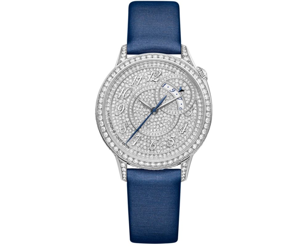 Vacheron Egeri 35mm White Gold With Blue Satin Watch Pave Diamond Dial 4606F/000G-B649 Vacheron Egeri 35mm White Gold With Blue Satin Watch Pave Diamond Dial 4606F/000G-B649