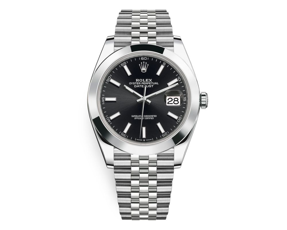 Rolex Datejust 41mm Jubilee 126300 Stainless Steel Watch Black Index Dial